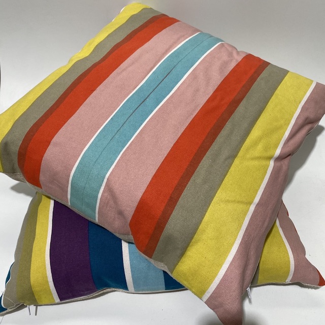 CUSHION, Stripe - Multi Stripe w Orange or Purple